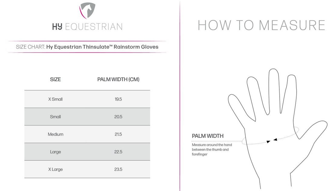 Gloves Rainstorm sizing table